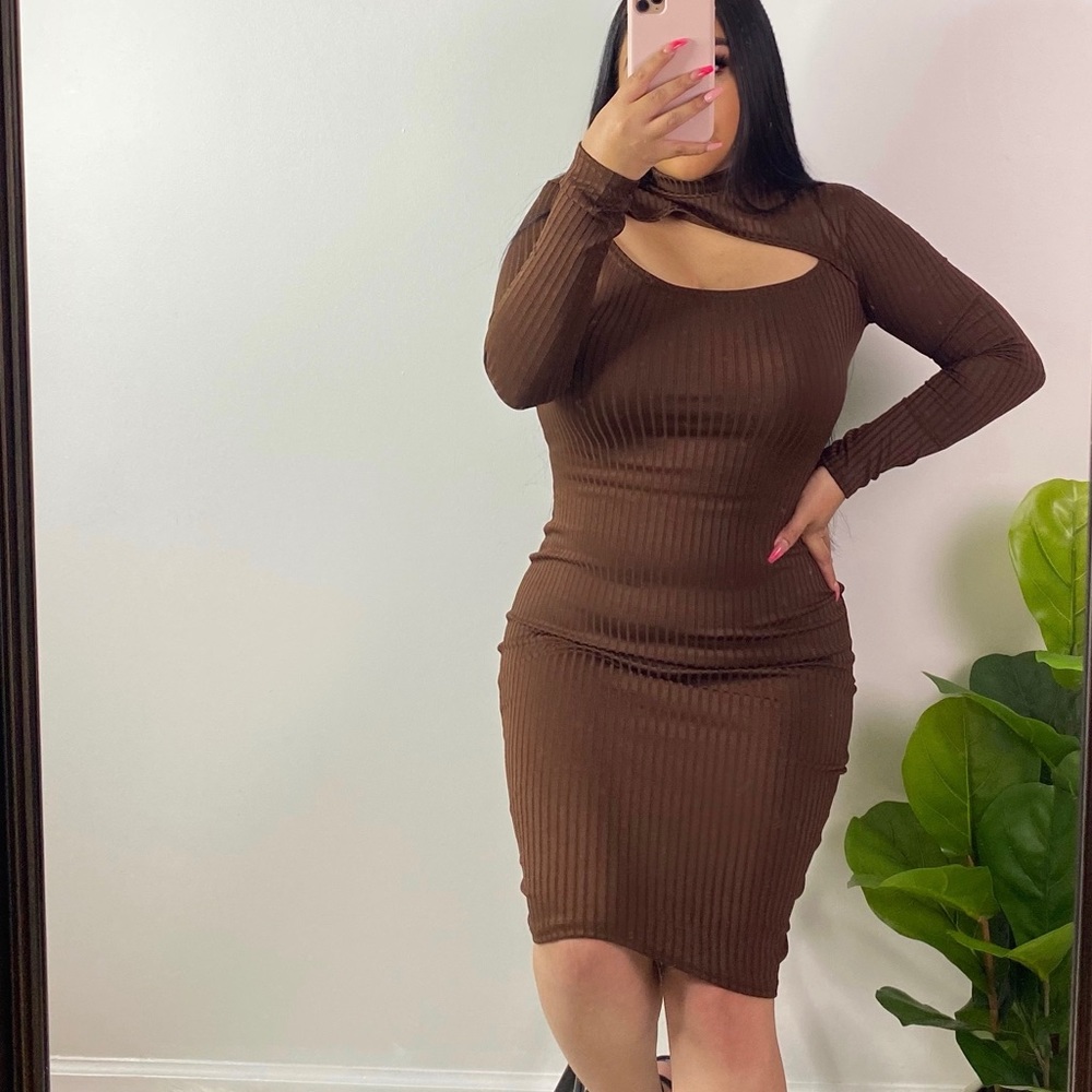 Mocha Ribbed Midi Dress